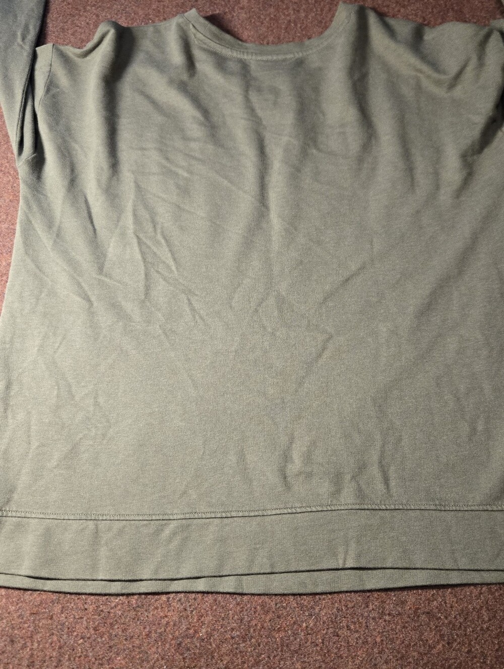 J. Jill Sweatshirt Tonal Floral Embroidery Olive Green Size Small - Picture 9 of 10